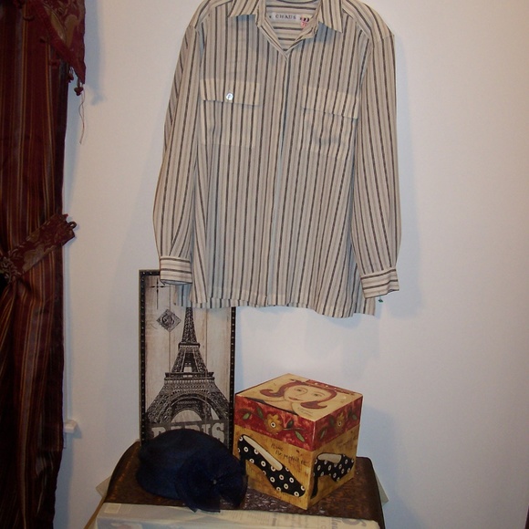 Slimming Stripe LS Blouse main image 0